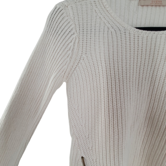Guess- White Knit Sweater w/ Zippers size X-Small - Picture 3 of 7
